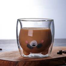 3D двухъярусная стеклянная чашка с милым медведем, инновационное пивное стекло, термостойкая чашка из боросиката для кофе, прозрачное стекло для вина и молока 2024 - купить недорого