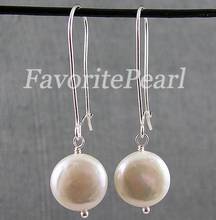 Pendientes de perlas de agua dulce para mujer, aretes colgantes de perlas naturales de 13-14MM, Color blanco, joyería hecha a mano, regalo encantador 2024 - compra barato