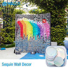 8ft/2.4m 3D Wall Stickers crystal pneumatic sequins mirror Golden wall cloth paint birthday Wedding party background wall decor 2024 - buy cheap