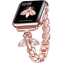 Pulseira de aço inoxidável para apple watch, 38/42/38mm, bracelete de abelha para iwatch 6 5 band 40/44mm 2024 - compre barato