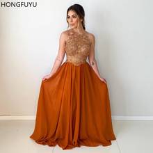 HONGFUYU NEW Burnt Orange Chiffon Prom Formal Dresses for Women sukienka wieczorowa A-line Party vestido formatura Evening Gowns 2024 - купить недорого