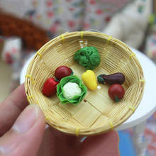 1/12 casa de bonecas em miniatura acessórios mini legumes cesta de bambu simulação cozinha modelo comida para casa boneca decoração 2024 - compre barato
