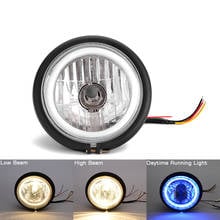 New style 6.5 inch Motorcycle Headlight Headlamp with LED Angel Ring For Harley Sporster Iron 883 1200T 1200 Custom Cafe racers 2024 - buy cheap