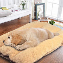 Cama grande de invierno para perro, sofá de estera de Cachemira suave, cálida, cuadrada, caqui, gruesa 2024 - compra barato