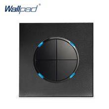 Wallpad 4 Gang 2 Way Luxury Aluminum Metal Panel  EU Random Click Wall Light Switch With LED Indicator Black 2024 - buy cheap