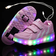 USB Charging Two Wheels Luminous Sneakers Led Light Roller Skate Shoes for Children Kids Led Shoes Boys Girls Shoes 28-43 2024 - buy cheap