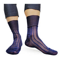 Classic Style Mens Striped Silk Socks Nylon Sexy Fetish Collection Ultra Thin Sofy Male Formal Dress Suit Socks Transparent 2024 - buy cheap