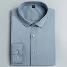 Мужская классическая рубашка, Базовая рубашка из бамбукового волокна без карманов, с длинными рукавами, деловая, деловая, офисная, удобная в уходе 2024 - купить недорого
