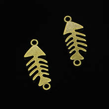 61 peças amuletos de bronze antigo conector de osso de peixe, pingente para diy colar pulseira pulseira fazer jóias diy artesanal 31*12mm 2024 - compre barato