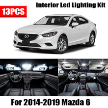 13pcs White Bulbs Car LED Interior Reading Ceiling Light Kit Fit For Mazda 6 2014-2017 2018 2019 Trunk Cargo Door License Lamp 2024 - buy cheap