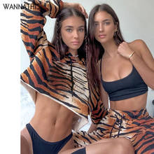 WannaThis Two Piece Set Women Long Sleeve Hoodie Tops High Waist Women's Pants Trousers Leopard Print Casual Cotton Streetwear 2024 - buy cheap