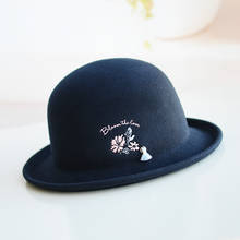 H283 Women Fall Winter Wool Fedoras Hat Korean Elegant Embroidered Curling Basin Cap Ladies Fashion Casual Retro All-match Hats 2024 - buy cheap