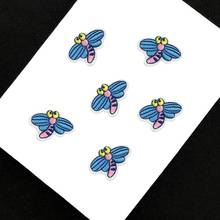 Parches bordados de libélula para ropa, pegatina de tela para planchar, apliques de reparación de costura artesanal, azul y rosa, 4x3cm, 6 unids/lote 2024 - compra barato