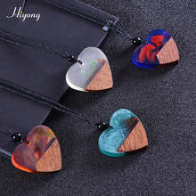 Fashion Vintage Heart-shaped Resin Wood Necklace Handmade Long Rope Wooden Pendants Necklace Jewelry for Men Women Birthday Gift 2024 - buy cheap