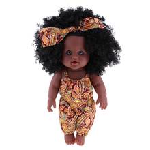 Реалистичная виниловая кукла-реборн 12 дюймов, афроамериканская кукла-черные вьющиеся волосы, подарок для детей на день рождения, праздничный подарок 2024 - купить недорого