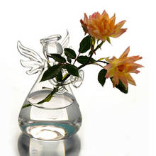 Прозрачная стеклянная подвесная ваза в форме ангела, гидропонный горшок для террариума, цветочный домашний декор, стеклянный террариум, гидропонный горшок в форме ангела, ваза d 2024 - купить недорого