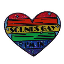 Pride Flag Rainbow LGBT Parade Queer Heart Glitter Enamel Pin Sounds Gay Badge Marriage Equality Lesbian Brooch 2024 - buy cheap