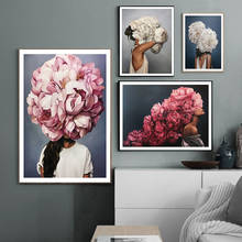 Feather Flower Woman Head Canvas Poster Nordic Abstract Wall Art Print Painting Modern Decorative Picture Living Room Decoration 2024 - buy cheap