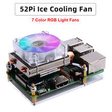 Башенный охлаждающий вентилятор 52Pi Raspberry Pi 4, низкопрофильный кулер с охлаждением, 7 цветов RGB светильник Raspberry Pi 4 Model B 3B + 3B 2024 - купить недорого