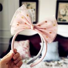 Boutique ins 10pcs Fashion Cute Big Gauze Bowknot Hairbands Glitter Dot Mesh Bow Hair Sticks Princess Headwear Hair Accessories 2024 - buy cheap