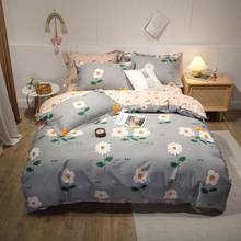 Svetanya White Daisy Flowers Grey 100% Cotton Fabric Bedlinens Queen Size Flat Sheet Bedding Set Duvet Cover Pillowcases 2024 - buy cheap