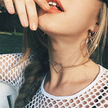 2021 moda feminina sexy clavícula corrente oco-para fora retro amor pingente colar de ouro personalidade feminina gargantilha jóias 2024 - compre barato