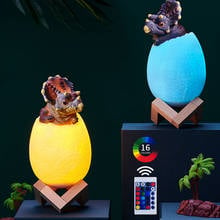 Luminária led noturna com sensor de toque, 16 cores, impressão 3d, dinossauro, lâmpada de cabeceira recarregável, usb, lâmpada de mesa 2024 - compre barato