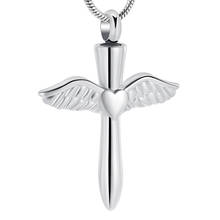 J007 Hold Heart Angel Wing Cross Stainless Steel Cremation Urn Necklace Pendant Ashes Holder Keepsake Memorial Jewelry For Women 2024 - buy cheap