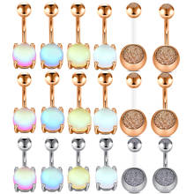 14G 10mm 8mm 6mm 5/8" Belly Piercing Women Belly Button Rings Rose Gold New Steel Opal  Sexy Belly Navel Piercing 2024 - buy cheap