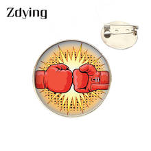 Zdying-broches de guantes de boxeo, insignia de cabujón de foto de vidrio, amo el boxeo, joyería para bolsas de ropa, accesorios, alfileres de broche, BX013 2024 - compra barato