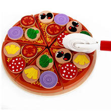 2019 New Colourful Wooden Toy Pizza Cake Set Party Play Food Educational Simulation Tableware For Children Pretend Play Toy Gift 2024 - buy cheap
