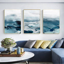 Nordic Blue Abstract Poster Wall Art Canvas Painting Landscape Picture For Living Room Decoration Painting Wall Decor Posters 2024 - buy cheap