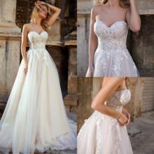 Sweetheart Tulle Wedding Dresses Appliques A-Line Bridal Drsses Lace Up Custom Made Vestido De Noiva 2024 - buy cheap