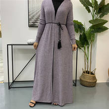 Abaya Muslim Women Cardigan Thin Outwear Knitted Sweater Long Tops Ramadan Islamic Middle East Arab Casual Spring Fall Fashion 2024 - buy cheap