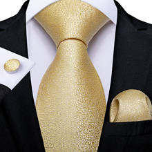 DiBanGu Mens Necktie Yellow Solid Design Silk Wedding Tie For Men Tie Hanky Cufflink Set Business Party Dropshipping 2024 - buy cheap