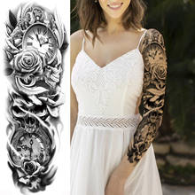 Black Flower Temporary Tattoos For Men Women Body Art Full Arm Sleeve Bell Tatoo Disposable Fake Tattoo Stickers Fashion DIY 2024 - buy cheap