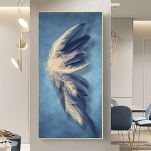 Современная роскошная Абстрактная Картина на холсте с изображением синих золотых перьев, Листьев, настенный постер, картина, украшение для гостиной и дома 2024 - купить недорого