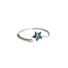 Requintado estrela forma prata cor anel encantador feminino cristal festa aberto anel presente do dia dos namorados 2024 - compre barato