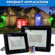Luz de inundación LED RGB de 220V + Control remoto IP68, reflector LED impermeable, 50W, 100W, lámpara de pared para exteriores, foco para Calle y jardín 2024 - compra barato