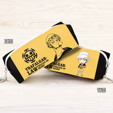 Anime Pirates Kings Trafalgar Law Luffy Zoro PU Leather Pencil Pouch Zipper Cosmetic Bag Casual Storage Bag 2024 - buy cheap