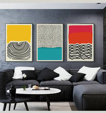 Wtq pintura de tela moderna colorida, vermelha, azul, amarela, geométrica, abstrata, linha, arte de parede, pôsteres de arte, impressão para decoração de casa, quarto 2024 - compre barato