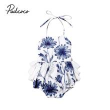 2019 Brand Flower Newborn Baby Girls Floral Clothes Strap Jumpsuit Backless Halter Ruffle Bodysuit Summer Outfit 2024 - buy cheap