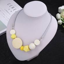 Personality, fashion, wooden geometry, frosted bead, top grade short accessories necklace, female clavicle sweater chain wholes 2024 - buy cheap