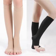 Calcetines hasta la rodilla para hombre y mujer, calcetín de compresión con punta abierta, para aliviar la fatiga de las piernas, Unisex 2024 - compra barato