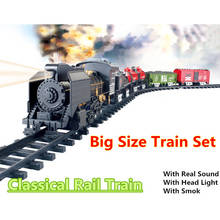 Tren de ferrocarril eléctrico con batería, juguete clásico de gran tamaño para Navidad, con sonido para fumar, 212x92 2024 - compra barato
