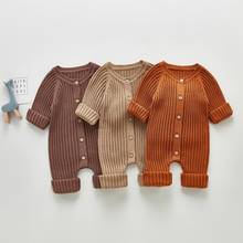 Ropa de estilo coreano para bebés recién nacidos, peleles de punto de Color puro, monos de una pieza para niños pequeños, novedad de Primavera de 2021 2024 - compra barato