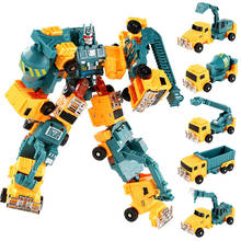 Figuras de acción de Transformers para niños, juguetes de transformación 5 en 1, modelo de vehículo de ingeniería, Robot, coche y camión, WK18 2024 - compra barato