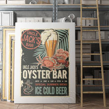 Póster de arte Vintage Aar de tío Jack, Oyster Bar especial de menú de verano, impresiones de cerveza helada, cuadro de pared de Decoración Retro de Bar Pub Club 2024 - compra barato