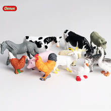 Oenux 12PCS Mini Farm Zoo Animals Action Figures Simulation Poultry Pig Duck Hen Goose Horse Cow Dog Goat Model Toy For Kid Gift 2024 - buy cheap