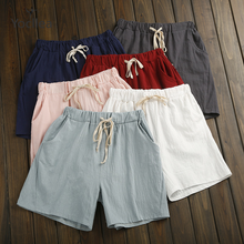 Summer Shorts Women Cotton Linen Shorts Trousers feminino Women's Elastic Wasit Home Loose Casual Shorts plus size with Pocket 2024 - buy cheap